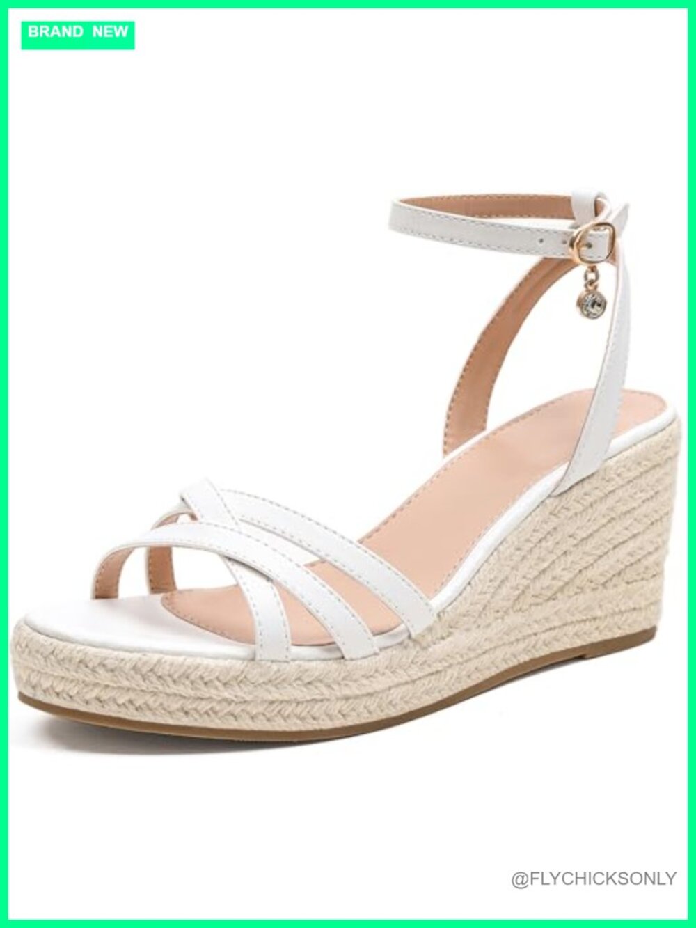 Womens Espadrille Wedge Sandals Open Toe Ankle Strap Faux Leather